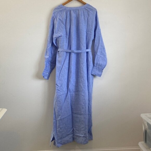 J. Crew Women's Cabana dress in linen Blue Tall Large - Picture 4 of 6